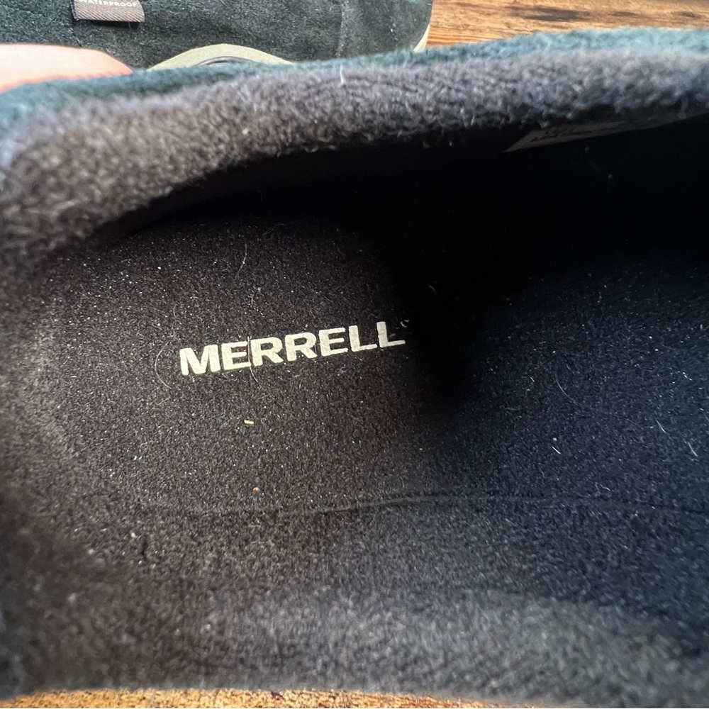 Merrell Suede Leather Clog Slip On Shoes Black Camo Tag Walking Trail Size 4 - Picture 10 of 11